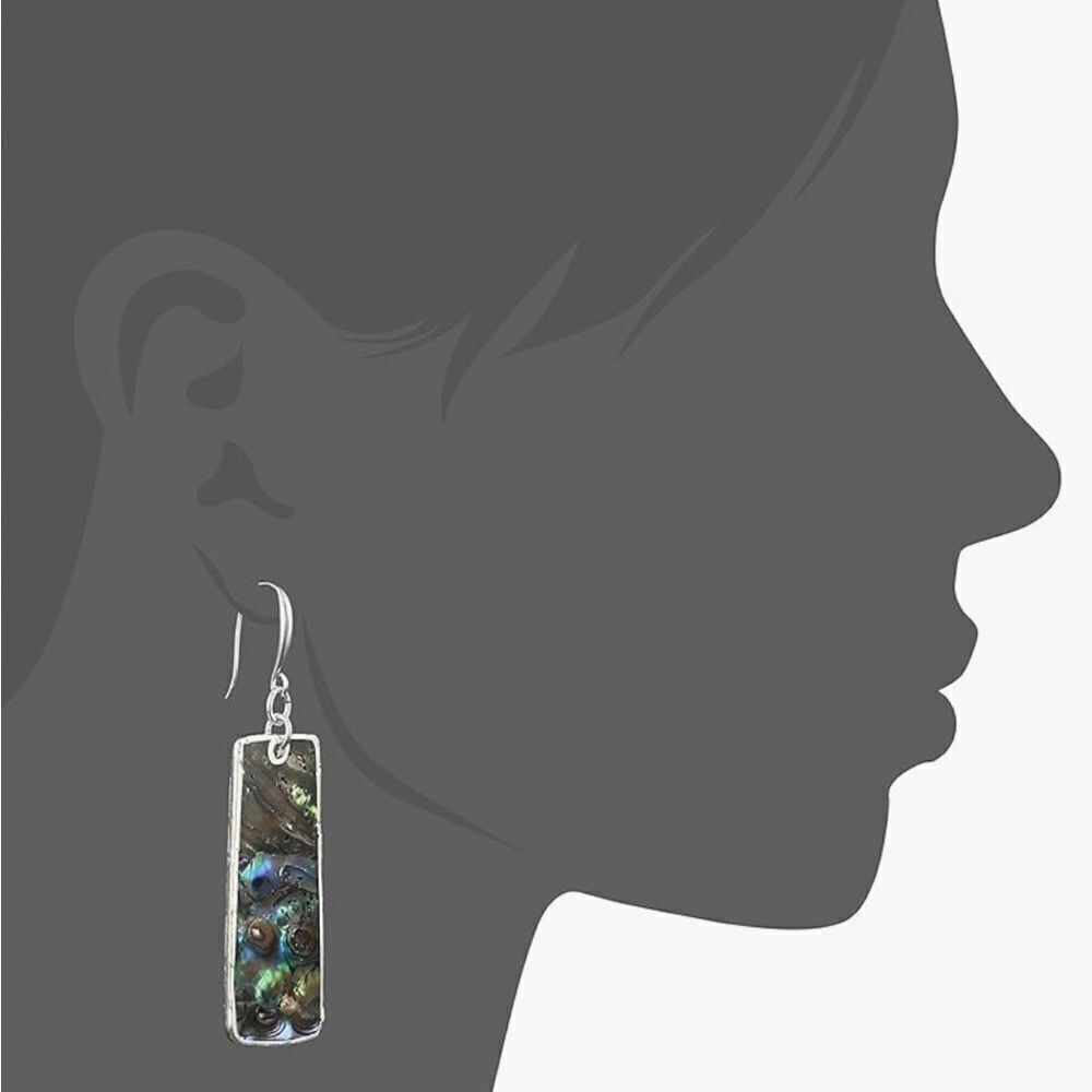 NWT Robert Lee Morris Absolutely Gorgeous Silver Tone Abalone Drop Long Earrings - Picture 15 of 16